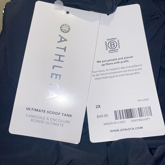 NWT Athleta Ultimate Scoop Tank Black. 2X - Picture 8 of 8